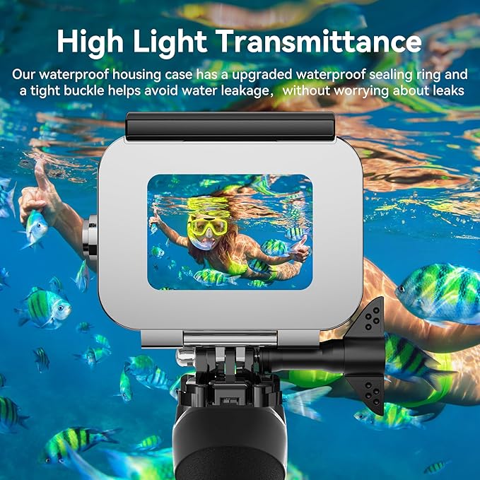 BO&DQQ Protective Waterproof Case Compatible for Go Pro Hero 13 12 11 10 9 Black, 60M/196FT Underwater Diving Housing Shell Accessories Kit