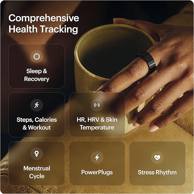 ULTRAHUMAN Ring AIR – Sleep and Fitness Tracker, Smart Ring for Men and Women, No app fee for Standard Features, Up to 6 Days Battery Life (Size 7)