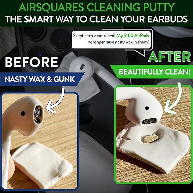 Earbud Cleaning Putty, The Original Cleaner Kit Compatible with Airpods, Earbuds & Tech Devices | Easily Remove Wax, Dirt & Gunk from Your Devices | Featured on NBC's Today Show (12 Pack)