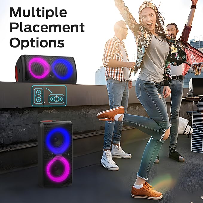 Monster Cycle Plus Bluetooth Speaker, 380W High Power Portable Party Speaker with 7 Lighting Effects, 108dB Loud Stereo Sound, 24H Playtime, Speakers with Subwoofer for Outdoor, Party