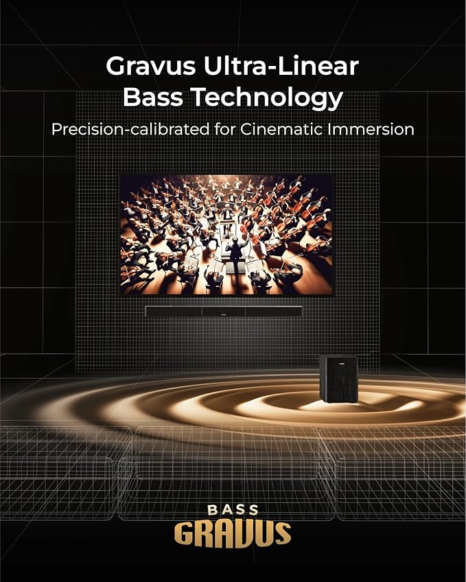 ULTIMEA Skywave X40 5.1.2ch Wireless Surround Sound System for TV, Sound Bar for Smart TV with Dolby Atmos, 530W Soundbar with Wireless Subwoofer, GaN Amplifier, 4K HDR Pass-Through, HDMI eARC, BT 5.4