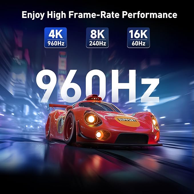 Cable Matters 80Gbps Unidirectional USB C to DisplayPort 2.1 Adapter, [16K@60Hz, 8K@240Hz, 4K@960Hz and HDR], Thunderbolt 5/4, USB4 Compatible with VR Headset, MacBook, iPad Pro, XPS, Surface Pro