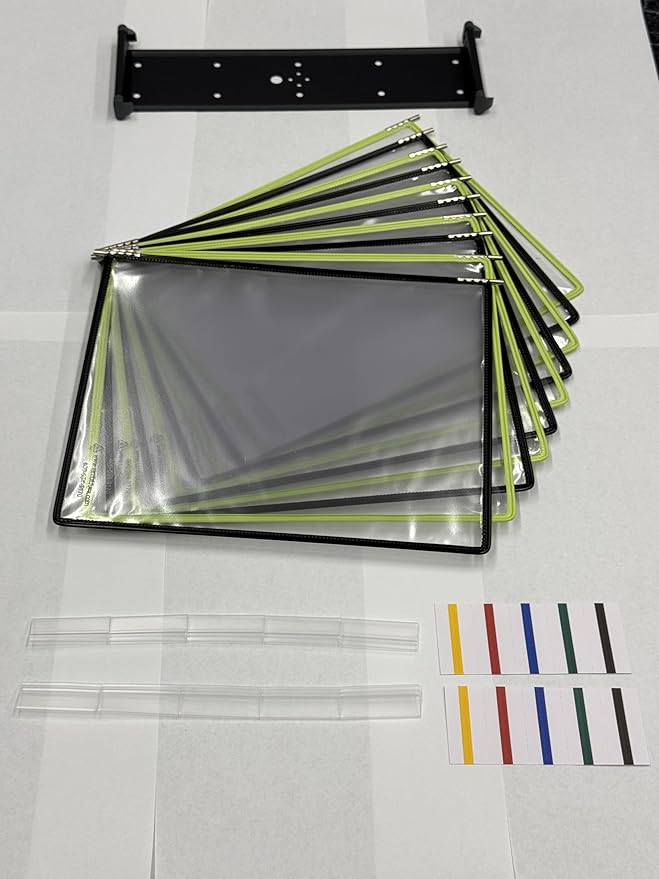 Tarifold Wall Mount Reference System with 10 Double-Sided Green & Black-Framed Display Pockets - 20 Sheet Capacity - Letter-Size (WBL291)