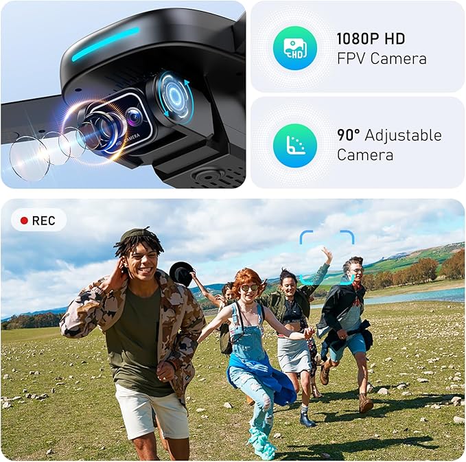 Mirason Drone with Camera, 1080P HD FPV Camera Drone with Brushless Motor, 2 Batteries, 360 Flips, Headless Mode, Gravity Control, 36 Mins Long Flight Foldable for Kids and Beginner