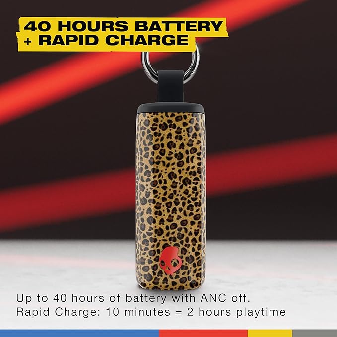 Skullcandy Method 360 ANC Wireless Earbuds, Sound by Bose, Bluetooth Headphones, Premium Noise Cancelling, Up to 40 Hrs Battery, Sweat and Water Resistant, Microphone for iPhone Android - Leopard