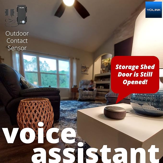 YOLINK LoRa Smart Outdoor Contact Sensor, Gate & Shed Door Sensor, Universal Contact-Closure Sensor, Email/SMS/Push Alerts, 1/4 Mile Range, Alexa, IFTTT, Home Assistant (Hub Required)