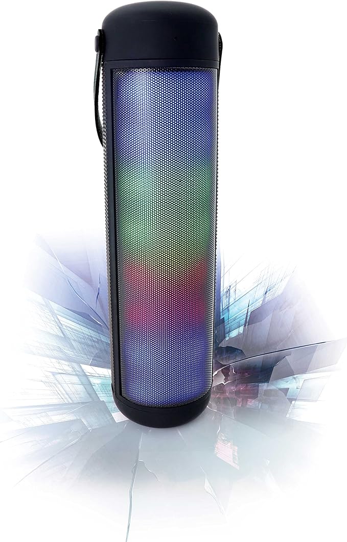 Riptunes Mini Tower Night Light Bluetooth Speaker, Portable Wireless Speaker w/Changing LED Lights, 6W RMS Full Range Stereo Sound, Built-in FM Radio, Supports Bluetooth/USB/Micro-SD/AUX line-in