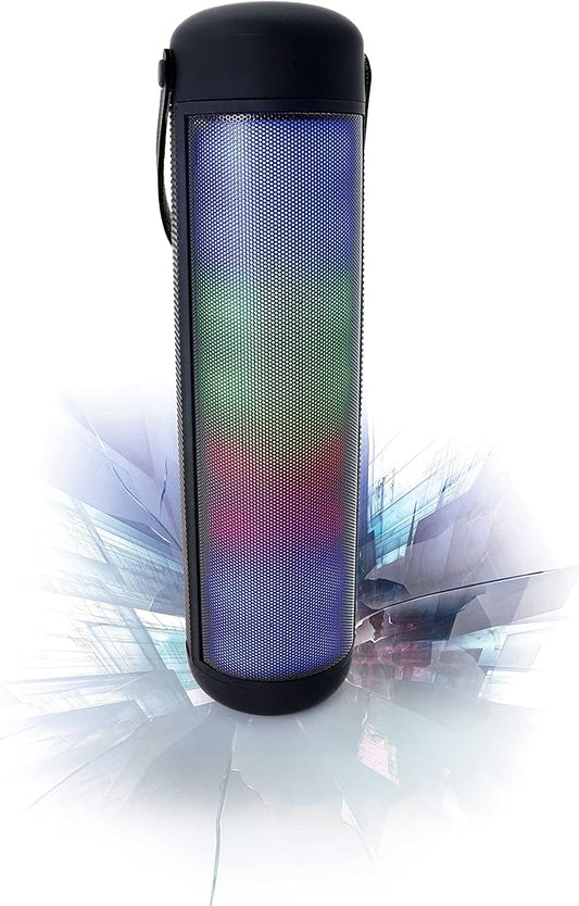 Riptunes Mini Tower Night Light Bluetooth Speaker, Portable Wireless Speaker w/Changing LED Lights, 6W RMS Full Range Stereo Sound, Built-in FM Radio, Supports Bluetooth/USB/Micro-SD/AUX line-in