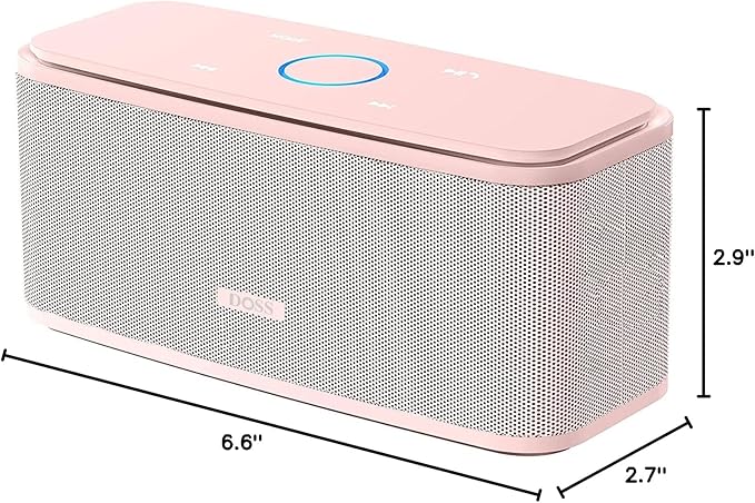 DOSS SoundBox Touch Wireless Bluetooth Speaker with 12W HD Sound and Bass, IPX5 Water-Resistant, 20H Playtime, Handsfree, Portable for Office, Home, Outdoor, Travel- Light Pink