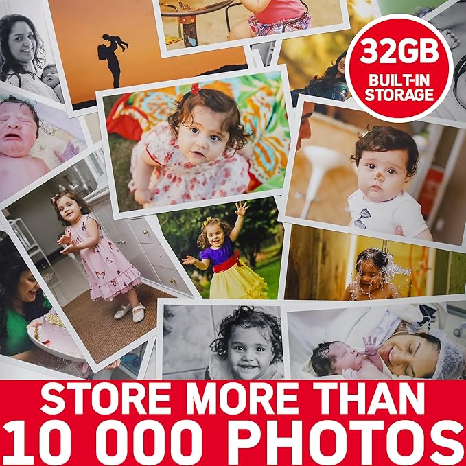 AGFA Photo Connected Digital Photo Frame Realiview APF1000 Wi-Fi 10 inch LCD - Display Photos/Videos, Clock, Weather, Auto Rotation, 32GB Memory, FRAMEO iOS/Android App Included - Black