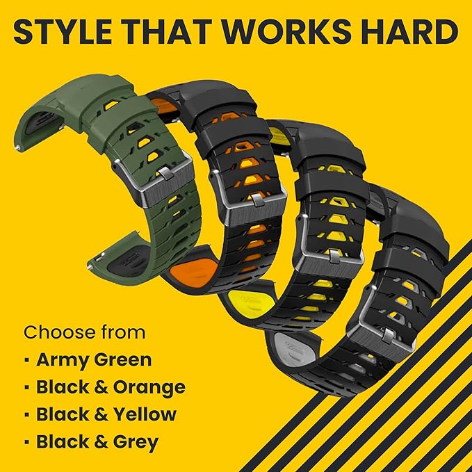 Silicone Watch Strap for Men, Silicone Smart Watch Band Strap for Original & Foreman, Smartwatch Accessories, Quick-Swap Design (Army Green)