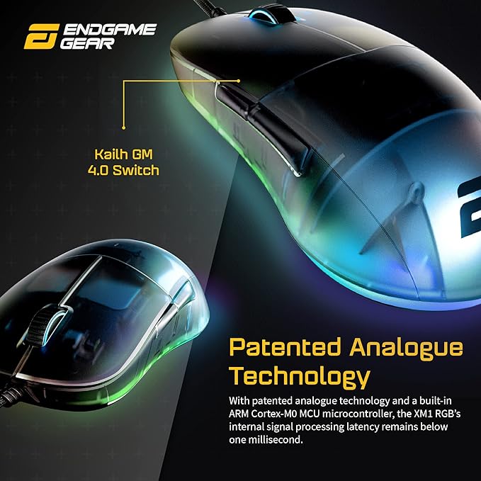 ENDGAME GEAR XM1 RGB Gaming Mouse, Programmable Mouse with 6 Buttons and 16,000 DPI, 2.75 oz., Dark Frost