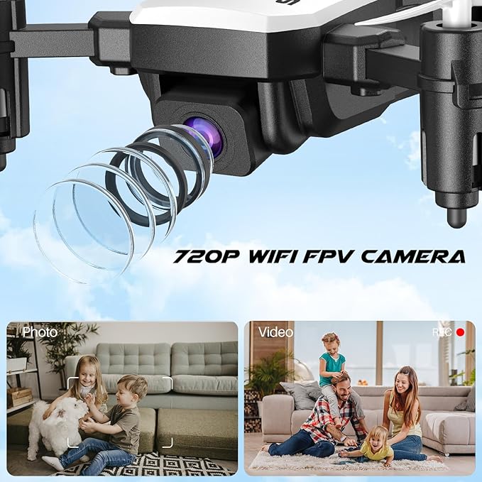 X300C Mini Drone with Camera 720P HD FPV, RC Quadcopter Foldable Drone With Altitude Hold, 3D Flip, Headless Mode, Gravity Control and 2 Batteries, Gifts for Kids, Adults, Beginner (White)