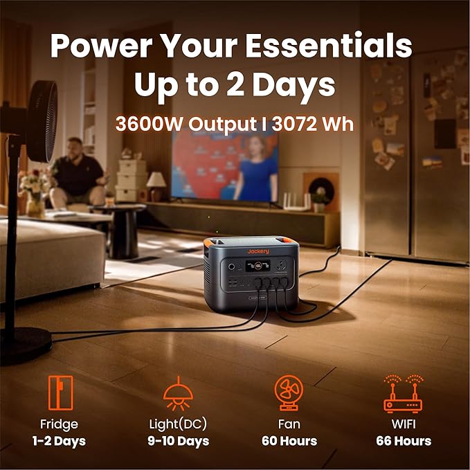 Jackery HomePower 3000 Portable Power Station and Hand Truck with 2x 200W Solar Panels, 3600W (Surge 7200W) Output, 3072Wh LFP Battery Solar Generator for Home Backup, Power Outage, RV, Emergencies