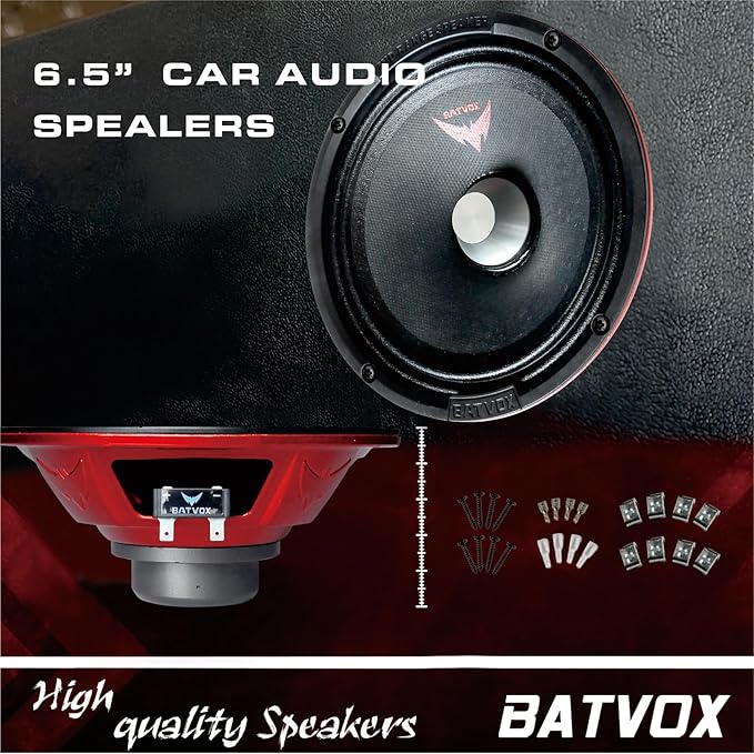 MX65S3 Midrange Loudspeaker 6.5" Silver Bullet, 400W Max, 4 Ohms, Premium Quality Audio Door Speakers for Car or Truck Stereo Sound System, Black (2 Speaker)