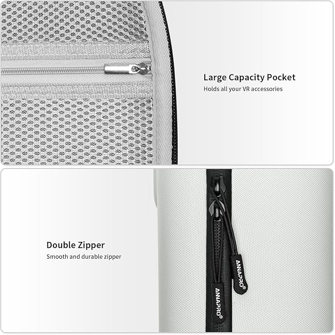 annapro Carrying Case for Meta Quest 3S/Quest 3/Vision Pro, Compatible with Battery Elite Strap, Controllers and Other Accessories, Hard Shell Case and Superior Protection for Travel, Grey