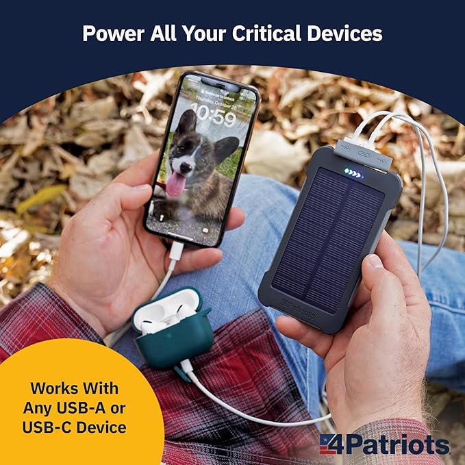 4Patriots Patriot Power Cell CX: Emergency Solar Power Bank with USB-C Fast-Charging Port
