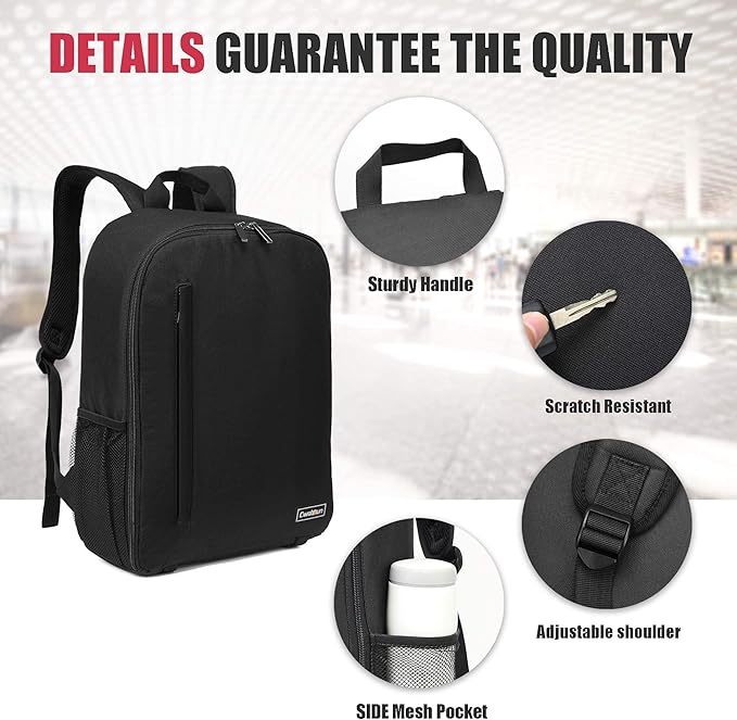 Cwatcun Camera Backpack with USB,Rain Cover,fit 15.6" Laptop,Anti-Theft Rear Open Camera Bag,Waterproof Camera Case with Tripod Straps for Canon Nikon Sony DSLR SLR Photography Bag Unisex(III-L-Black)