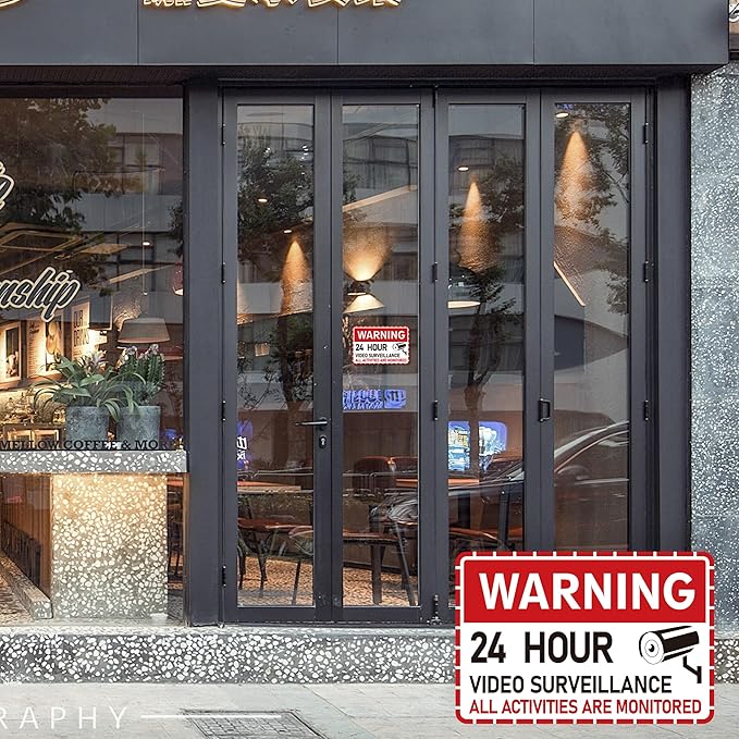2PCS Video Surveillance Sign/All Activities Are Monitored, Waterproof Durable Security Camera Sign Sticker, Warning Signs for Home, Business, Property