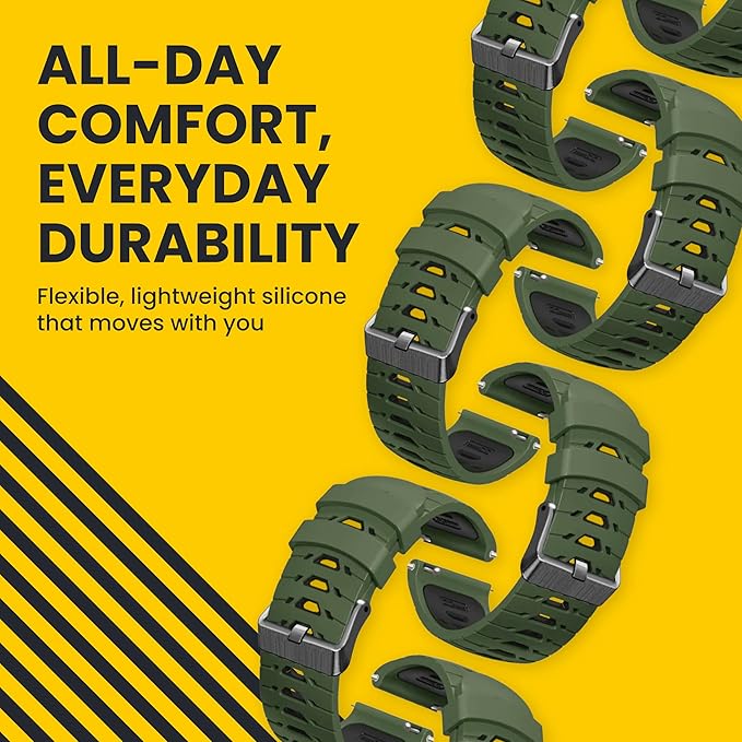 Silicone Watch Strap for Men, Silicone Smart Watch Band Strap for Original & Foreman, Smartwatch Accessories, Quick-Swap Design (Army Green)