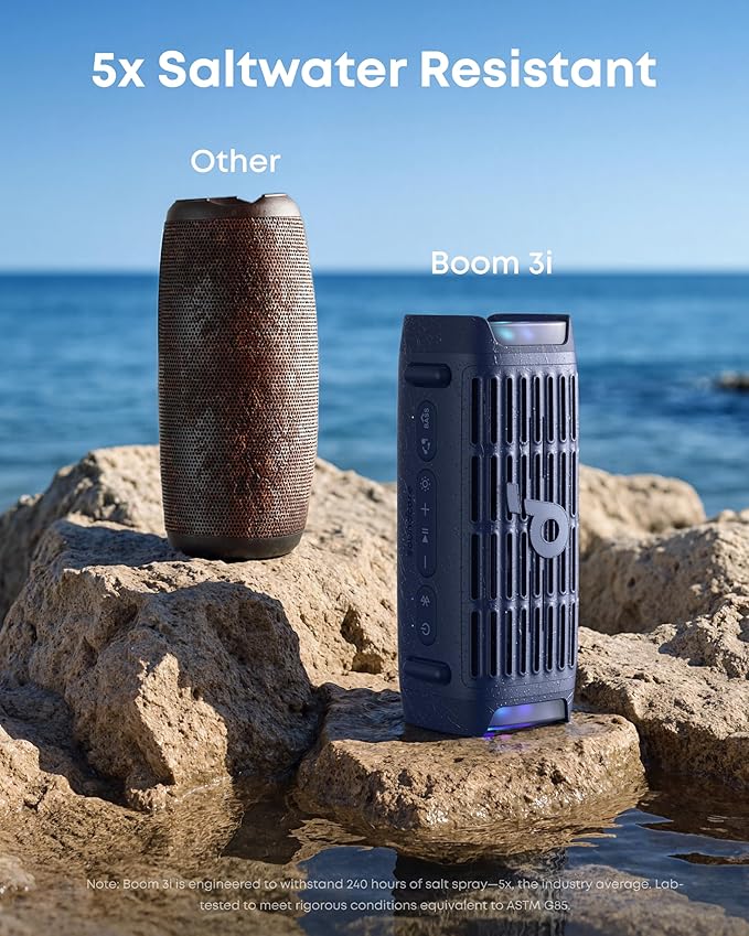 Soundcore Boom 3i by Anker, Rugged Outdoor Speakers, IP68 Waterproof, Floating Playback, Saltwater-Resistant, BassUp 2.0, 50W Portable Speaker, Bluetooth 5.3, 16H, TWS, Kayak/Fishing/Camping-Blue