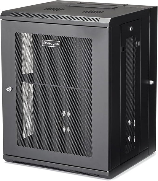 StarTech.com 4-Post 15U Wall Mount Network Cabinet w/ 1U Shelf, 19" Wall-Mounted Server Rack Kit for IT / Data Computer Equipment, Ships Fully Assembled