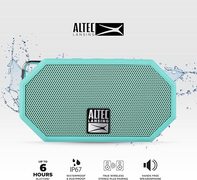 Altec Lansing Mini H2O - Waterproof Bluetooth Speaker, IP67 Certified & Floats in Water, Compact & Portable Speaker for Hiking, Camping, Pool, and Beach