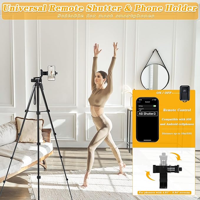 Camera Tripod for Canon Nikon Sony, LINKCOOL 67 Inch Lightweight DSLR Tripod Camera Stand with Detachable 3 Way Pan Head, Remote & Universal Phone Mount