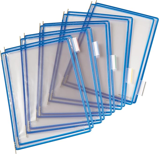 Tarifold DJOIS Wall Mount Reference System – 10 Double-Sided Display Pockets – Letter Size – Steel Wire Frame – Adjustable Tabs – Made in France - Blue (W211)