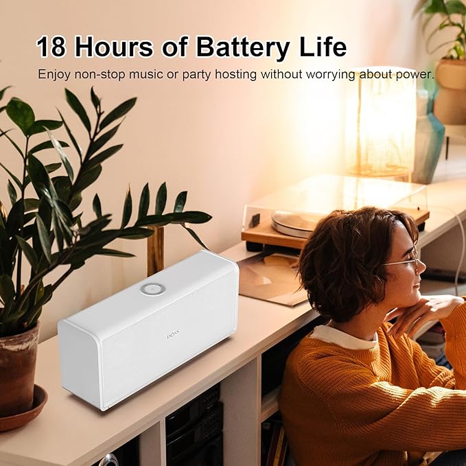 DOSS SoundBox Ultra Bluetooth Speaker with 2.1 Channel Audio, 80W Superior Sound with Deep Bass, Two DSP Technologies, 18H Playtime, BT 5.3, Wireless for Home, Office, Room-White