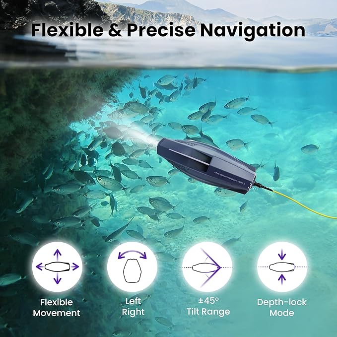 CHASING DORY Underwater Drone - Palm-Sized 1080p Full HD Underwater Drone with Camera for Real Time Viewing, APP Remote Control (Purple)