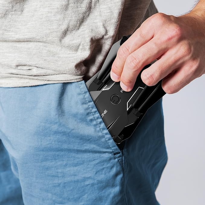 Drone with 1080P Camera - Foldable Remote Control Quadcopter with Voice Gesture Control, 3D Flip, One Key Start, Emergency Stop, 2 Batteries, Easier to use, Toy for Adults Beginners, Black