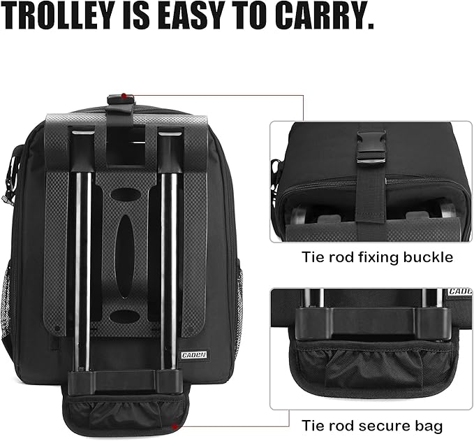 Cwatcun Camera Backpack Trolley Case Bag with Tripod Holder Anti-Theft Waterproof Camera Bag fits 15.6' Laptop for Canon Nikon Sony DSLR SLR Camera for Women Men Photographer