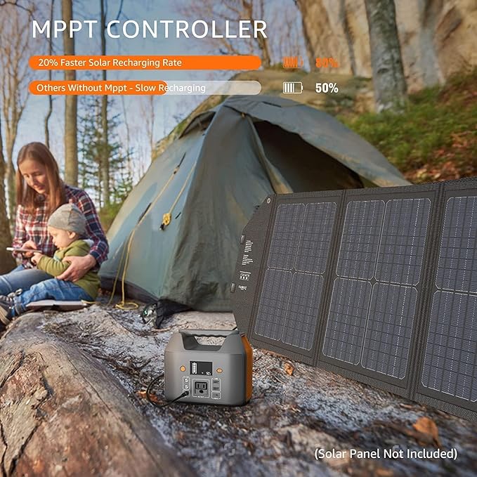 EnginStar Portable Power Station 150W 155Wh Solar Generator 110V 42000mAh Portable Power Bank w/AC Outlet, 6 Outputs External Battery Backup LED Light for Outdoor Camping