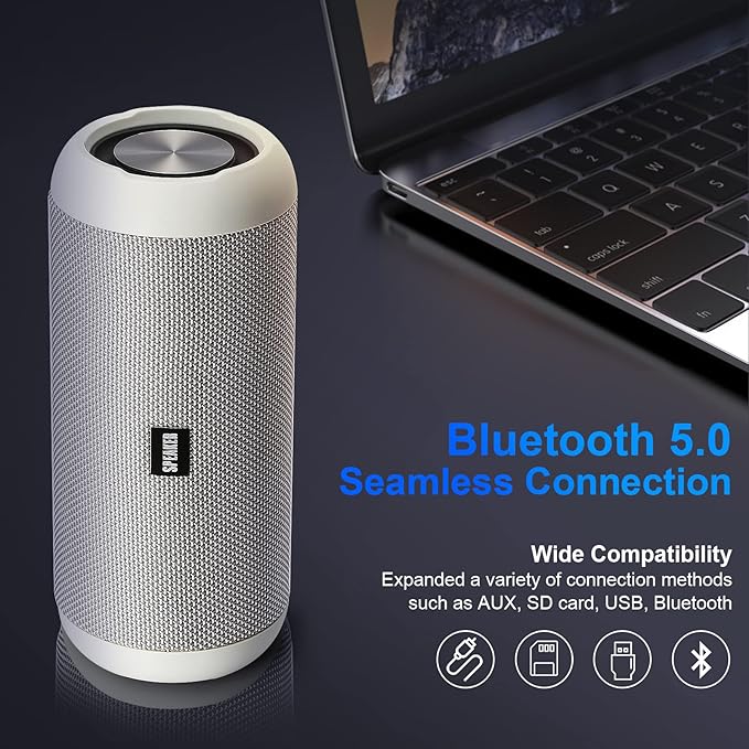 Bluetooth Speakers, 30W Portable Speaker Loud Stereo Sound, Rich Bass IP67 Waterproof, 30+ Hour Playtime, Built-in Mic, Wireless Speaker with TF, AUX, FM for Shower, Pool, Party, Travel, Outdoors