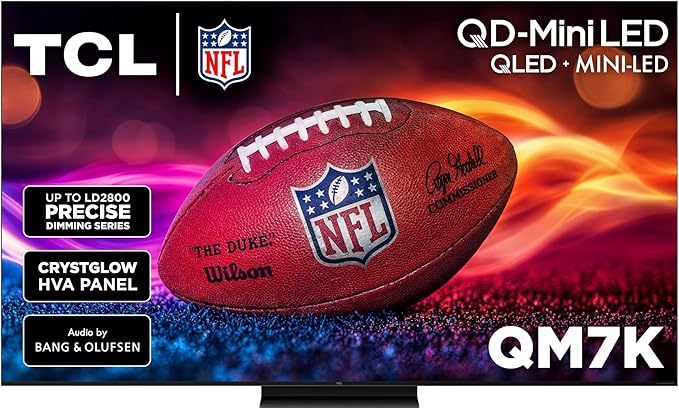 TCL 75-Inch Class QM7K Series QD-Mini LED 4K UHD Google Smart TV Best Premium Mini-LED TV - QLED, 144hz, 288hz Gaming Rate, Anti-Reflective Screen, Bang & Olufsen Audio, Atmos (75QM7K, 2025 Model)