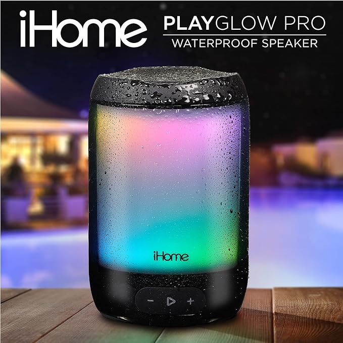iHome Waterproof Bluetooth Speaker with 25 Hour Mega Battery, Color Changing Rechargeable and Portable Outdoor Speaker (iBT840BZ)