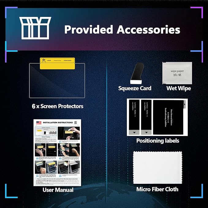 SXCY 6PCS for 2025 Lincoln Navigator Screen Protector [Nano, Front Display Apart+Rear AC] for 2025 Lincoln Navigator Accessories 2025 Navigator Display Climate Control Screen