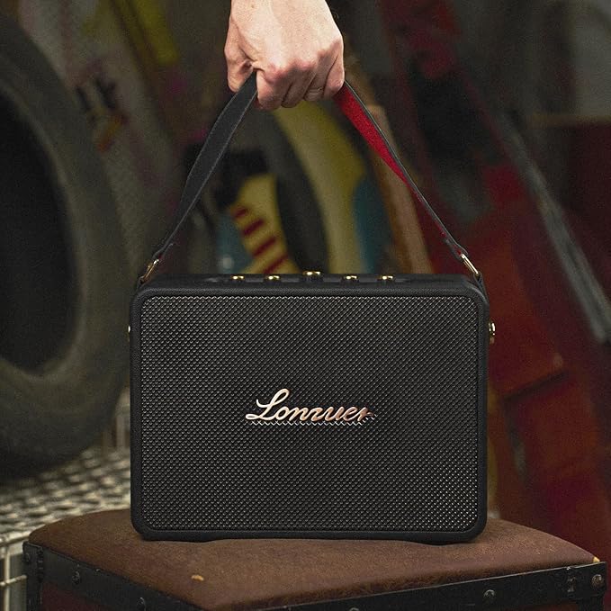 18000mAh Rechargeable 120W Loud Bass Retro Portable Karaoke Machine Bluetooth Speaker with 2 Wireless Microphones AUX Guitar Input for Adults (Black)