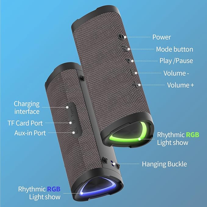 Vanzon Bluetooth Speakers V40 Portable Wireless Speaker V5.0 with 24W Loud Stereo Sound, TWS, 24H Playtime & IPX7 Waterproof, Suitable for Travel, Home&Outdoors