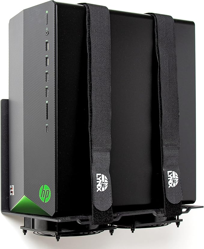 Wall Mount | Vented Computer UPS NAS Server Workstation Uninterruptible Power Supply Wall Bracket Kit with Hardware & Straps + 120mm Case Fan Attachment Points (Fans Not Included) (Medium)