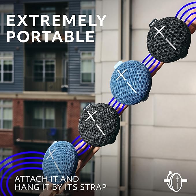 Ultimate Ears MINIROLL Ultra-Portable Waterproof Bluetooth Speaker, Big Bass, IP67 Dustproof, 131 ft Range - Gentle Blue