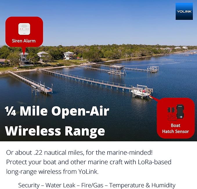 YOLINK LoRa Smart Outdoor Contact Sensor, Gate & Shed Door Sensor, Universal Contact-Closure Sensor, Email/SMS/Push Alerts, 1/4 Mile Range, Alexa, IFTTT, Home Assistant (Hub Required)