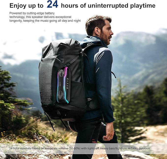 IPX7 Waterproof Bluetooth Speaker, 24H Playtime, LED Lights, Wireless Outdoor Speaker for Pool, Beach, Shower, Gifts, Blue