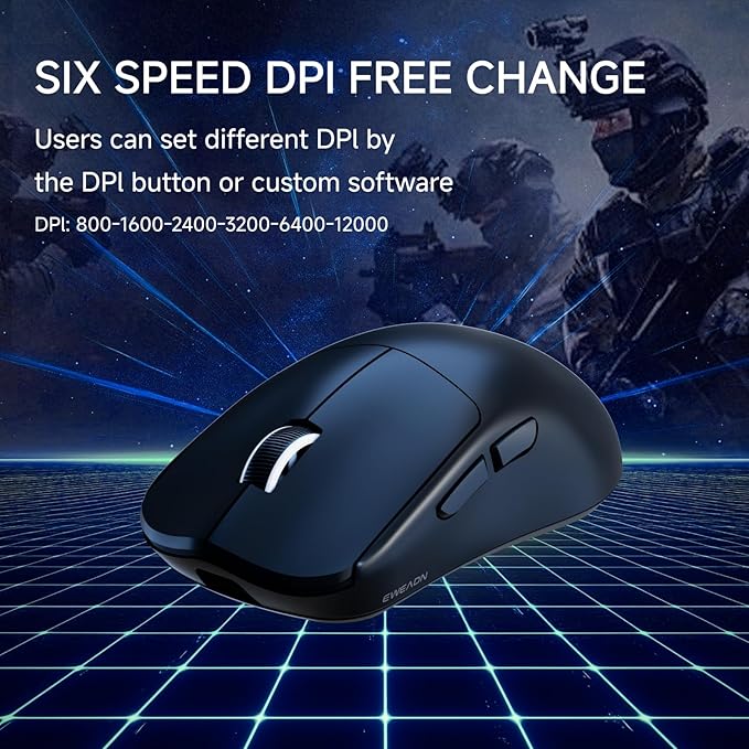 X23Pro Wireless Gaming Mouse, 2.4G/BT5.0/USB-C Esports Gaming Mouse, 800mAh Rechargeable Lightweight Mouse Gaming, 12000 DPI Wireless Mouse with 6 Programmable Buttons,for Laptop/PC/Mac, Black