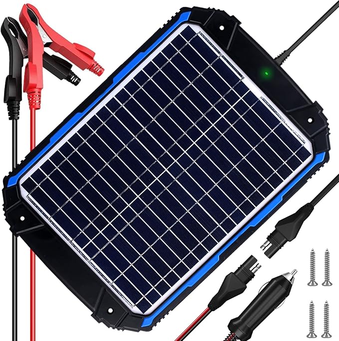SUNER POWER 18W 12V Solar Battery Trickle Charger & Maintainer PRO, Built-in Intelligent MPPT Charge Controller, Waterproof 12 Volt Solar Panel Charging Kits for Car Auto Marine RV Trailer Boat Camper