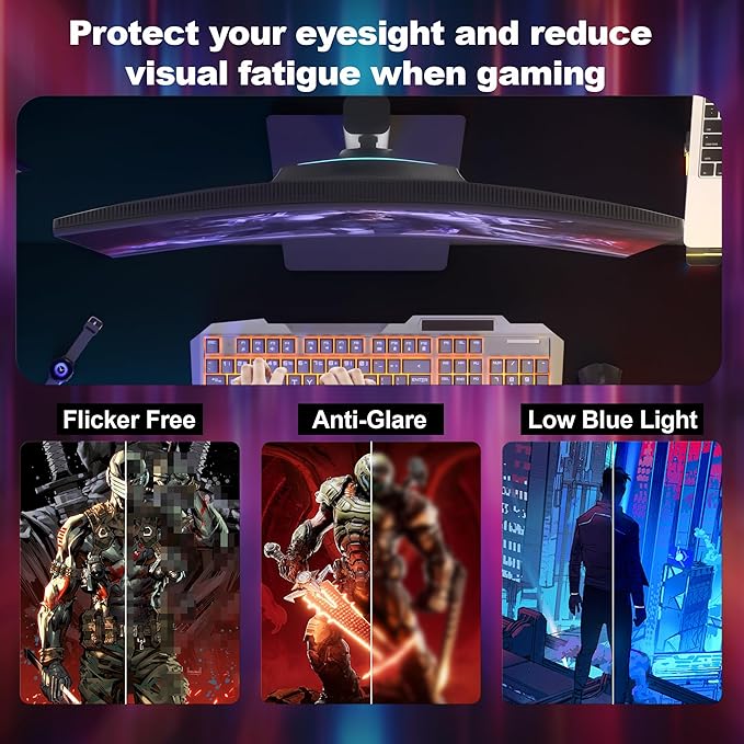 27 Inch Curved Gaming Monitor 180HZ QHD Height Adjustable, Professional PC 2K Monitors 2560 x 1440p Home Office Computer Screen, HDMI, DP, AdaptiveSync, 1500R, Build-in Speaker, 100 x 100 mm VESA