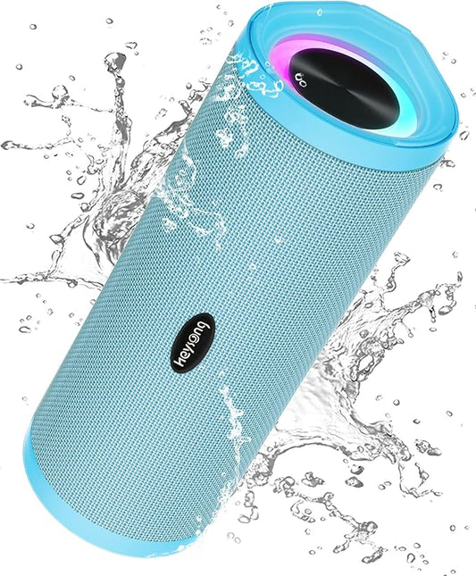 HEYSONG Portable Bluetooth Speaker, Waterproof Wireless Shower Speakers with Good Bass, IPX7 Floating, 5000mAh, TF Card, Loud Sound for Beach, Pool, Kayak Accessories, Gifts for Women, Girl-Sky Blue