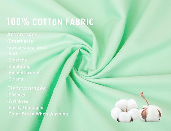 Sunflower Body Pillowcase 100% Cotton Long Pillow Cover/Case Envelope Closure 1 Pack, 21×54 inches Zephyr Green, Soft and Breathable