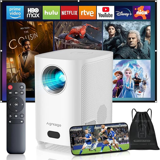 [Electric Focus]Projector with WiFi and Bluetooth, Native 1080P 15,000 Lumens 4K Supported, Agreago Outdoor Movie Projector for Home Theater UP to 300", for iOS/Android/Laptop/TV Stick/HDMI/USB